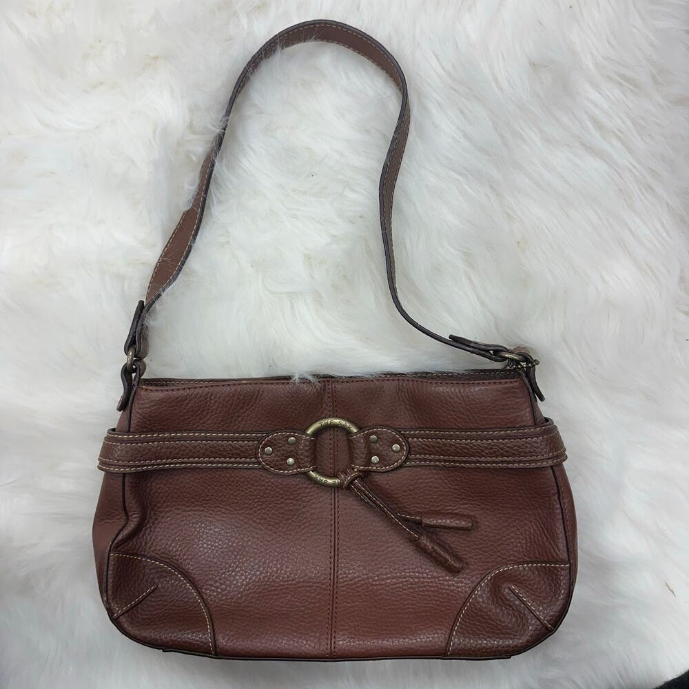 The Sak Y2K Brown Leather Shoulder Bag Studded Belt O Ring